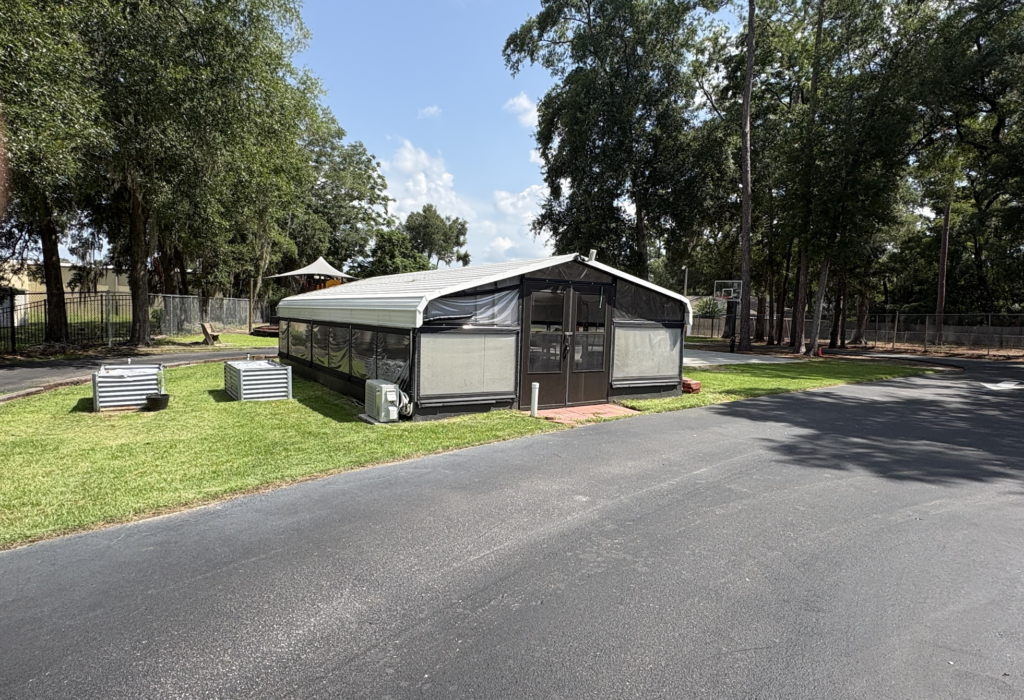 Commercial lawn mowing at an Ocala private school